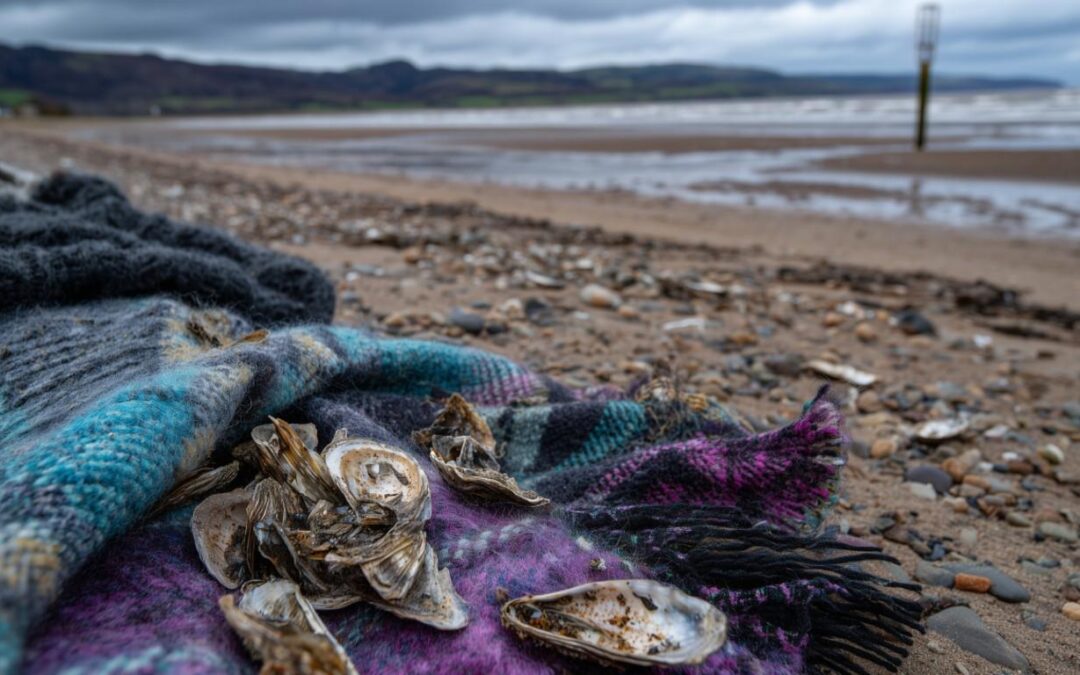 Tissu en laine de mer fabriqué à partir de coquilles d'huîtres et de plastique recyclé