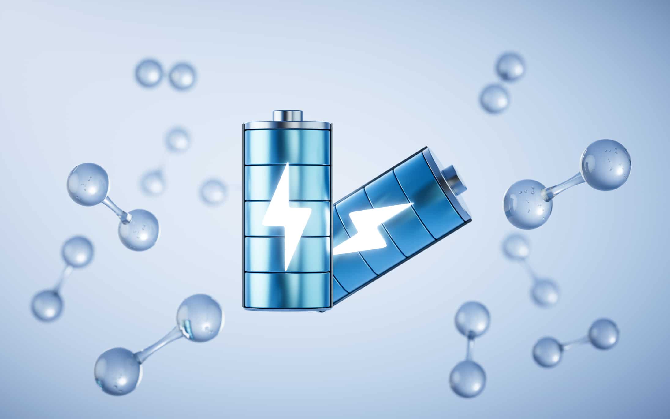 3D fast charge battery on white background, energy technology concept, 3d rendering.