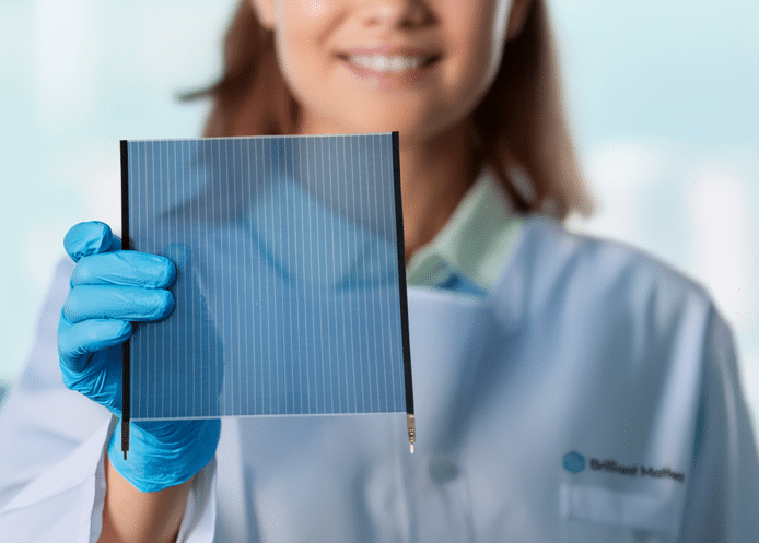 Flexible semi-transparent BM10 organic photovoltaic panel with HeiQ Xpectra electrode