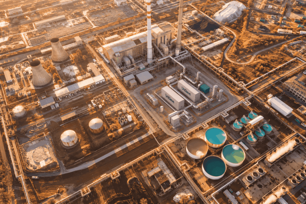Industrial site with UniSieve molecular sieving membrane systems